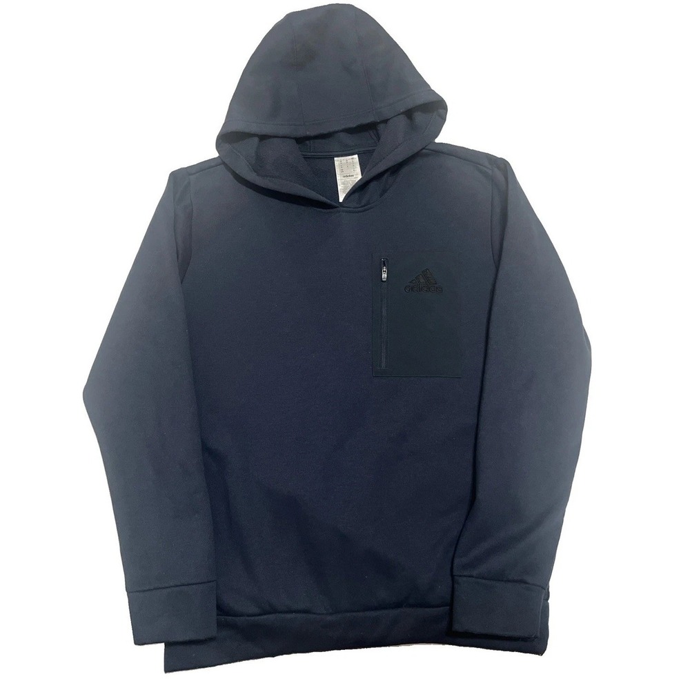 Adidas Mens M Pocket Hoodie Aurink Navy Blue Pullover Sweatshirt Kangaroo JG8147